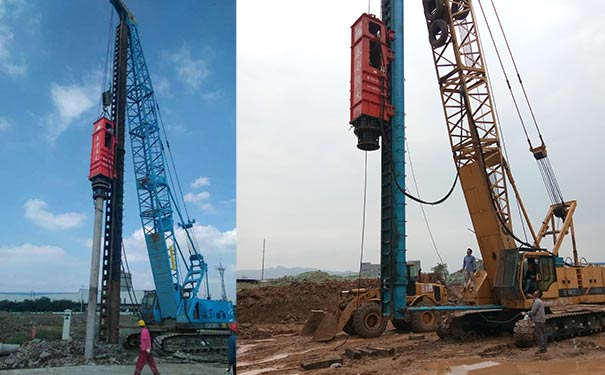 天津客户选择HH36液压打桩锤,打桩桩型为预制桩,桩深12m,土层为黄土。HH36液压打桩锤对比柴油锤更环保,污染小,是一种新型效率更高环保桩锤