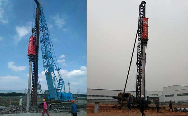 公路护栏压桩机液压打桩锤 液压锤打桩机管桩机是柴油锤劲大还是液压锤劲大？