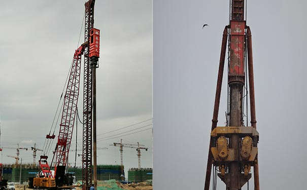 液压打桩锤以油液压力为驱动力,可按地质构造土层不一样调节液压,以实现适度地撞击力开展桩基施工,是一种新式打桩机。液压打桩机由桩锤、桩架及附加机器设备等构成